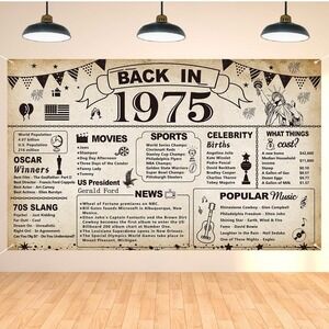 DARUNAXY 50th Birthday Party Decorations, Vintage Back in 1975 Banner 50 Year Ol